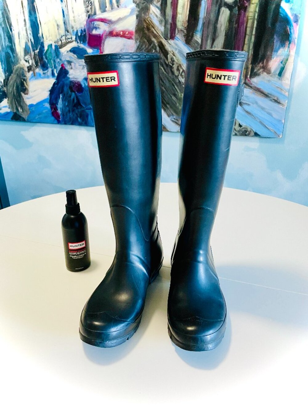 Hunter Tall Rainboots in Matte Black (includes bottle of Rubber Buffer)